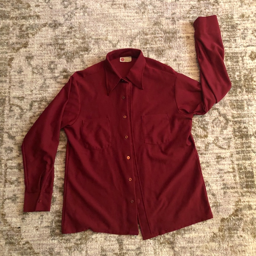 Vintage 70s red long sleeve button up